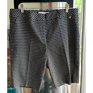 Trina Turk Black & White Geometric Long Dress Shorts Size 10 Slit Front Pockets